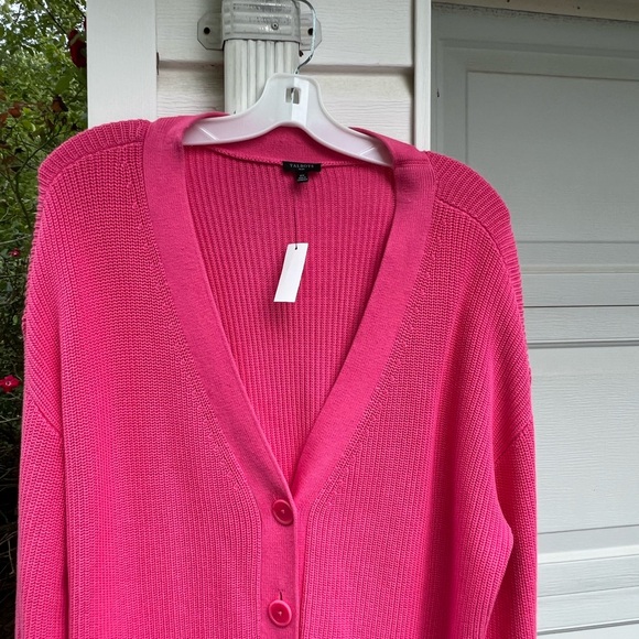 NWT Talbots Pretty Raspberry Pink V-Neck Cardigan Long Sleeve Sweater - Picture 2 of 5
